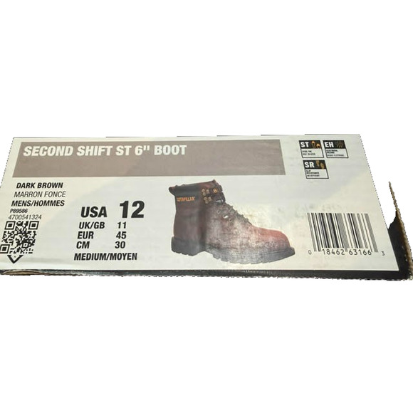 Caterpillar CAT Second Shift Steel Toe Work Boots Dark Brown Leather Men 12 New main image 7